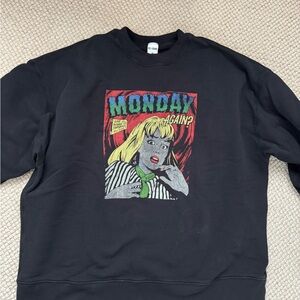 Black Graphic Sweatshirt with Comic Print